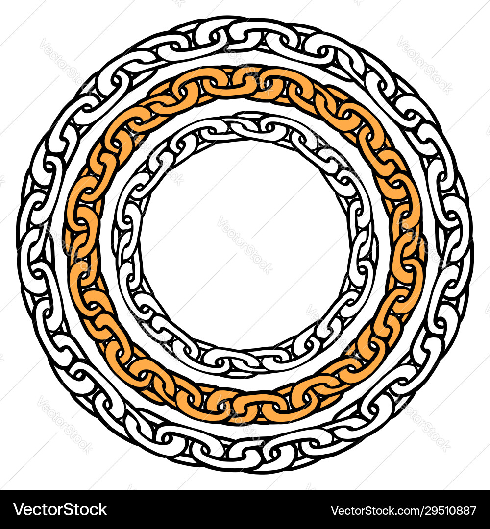 Set contour chains circle shape the object Set contour chains circle shape the object vector image