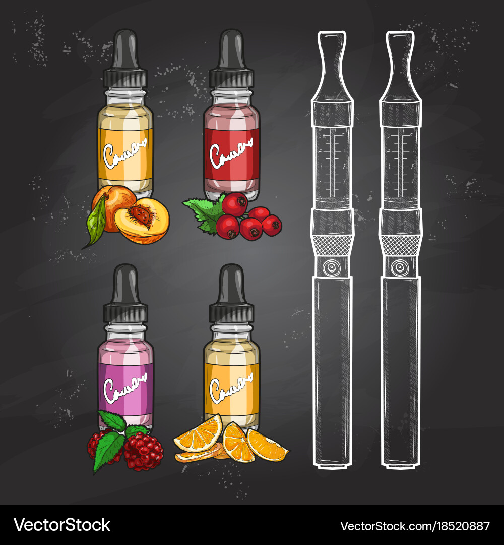 Set e-cigarette vape pen – Royalty-Free Vector