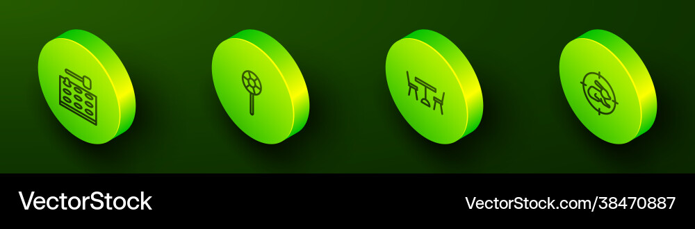 Set isometric line arcade game machine lollipop Set isometric line arcade game machine lollipop Vector Image