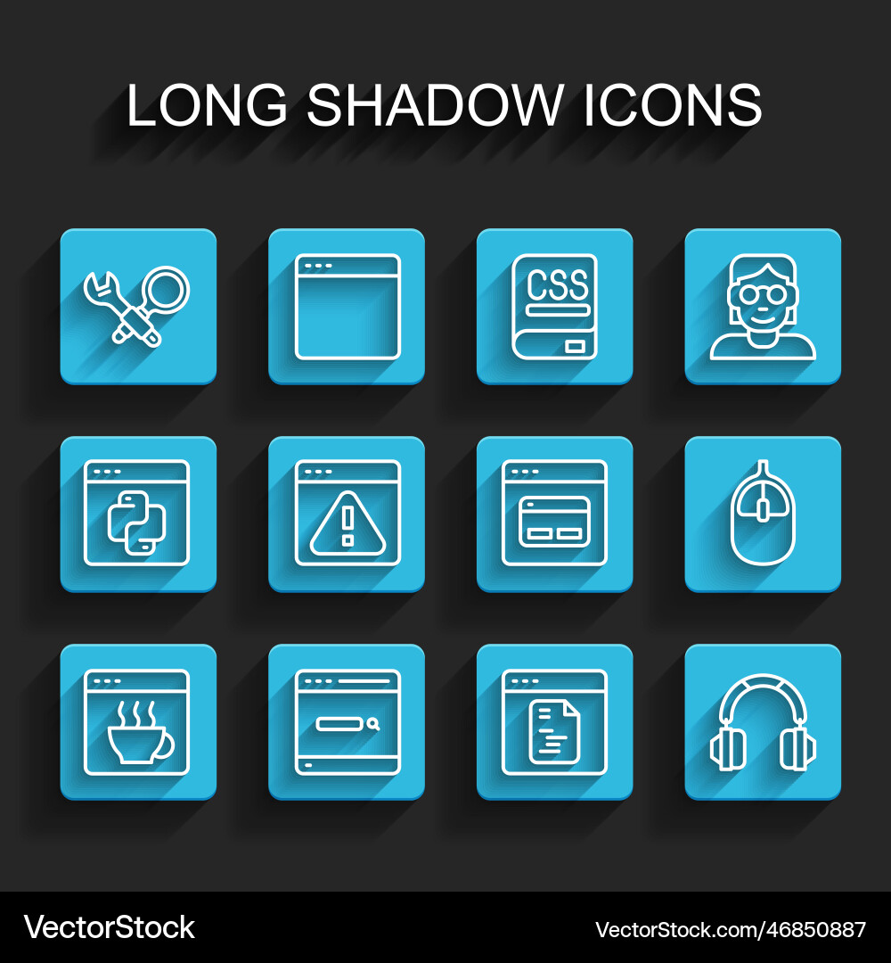 Set line software search engine debugging Set line software search engine debugging vector image