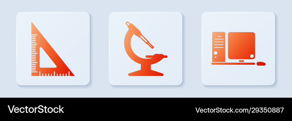 Set microscope triangular ruler and computer Vector Image