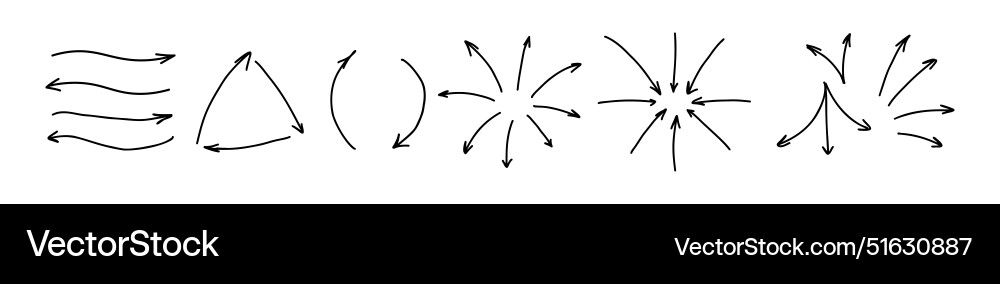 Set of arrows doodle pointing in different Set of arrows doodle pointing in different vector image
