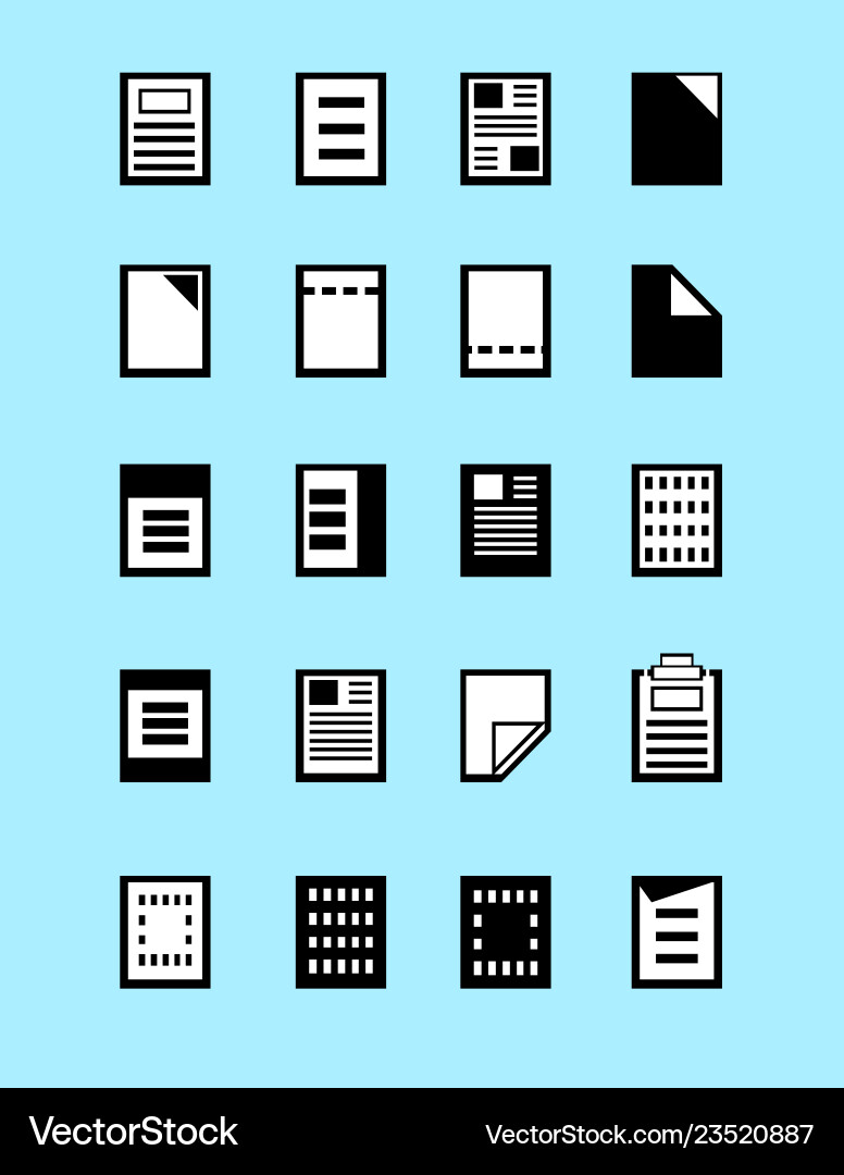 Set of paper and file document vector image