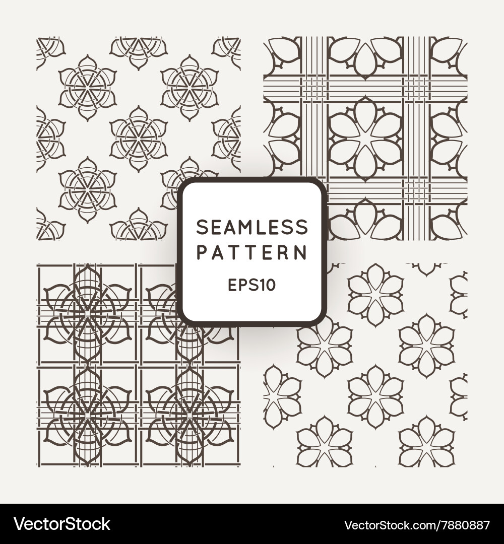 Set of seamless pattern intersecting vector image
