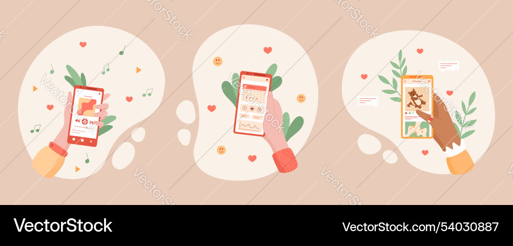 Smartphone user app gesture set Vector Image