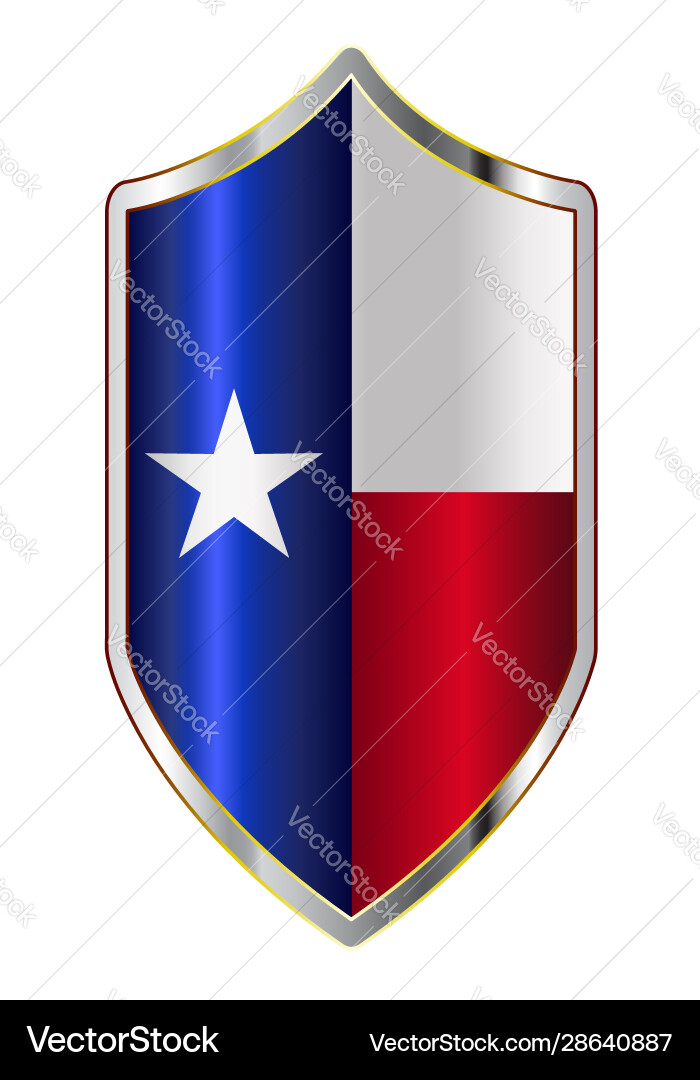 Texas State Flag on Crusader Shield Vector Image