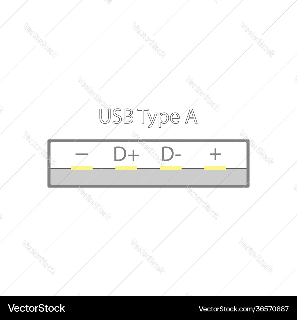 Usb connector with signed power and digital signal Usb connector with signed power and digital signal vector image