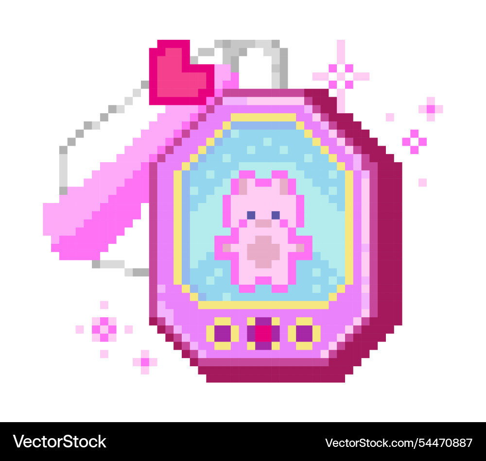 Vintage pixel digital pocket pet game 8-bit icon Vintage pixel digital pocket pet game 8-bit icon vector image