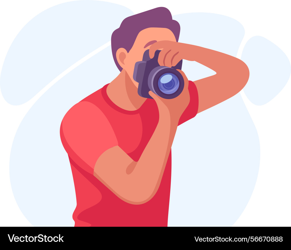 A person taking photo with camera in unique A person taking photo with camera in unique vector image