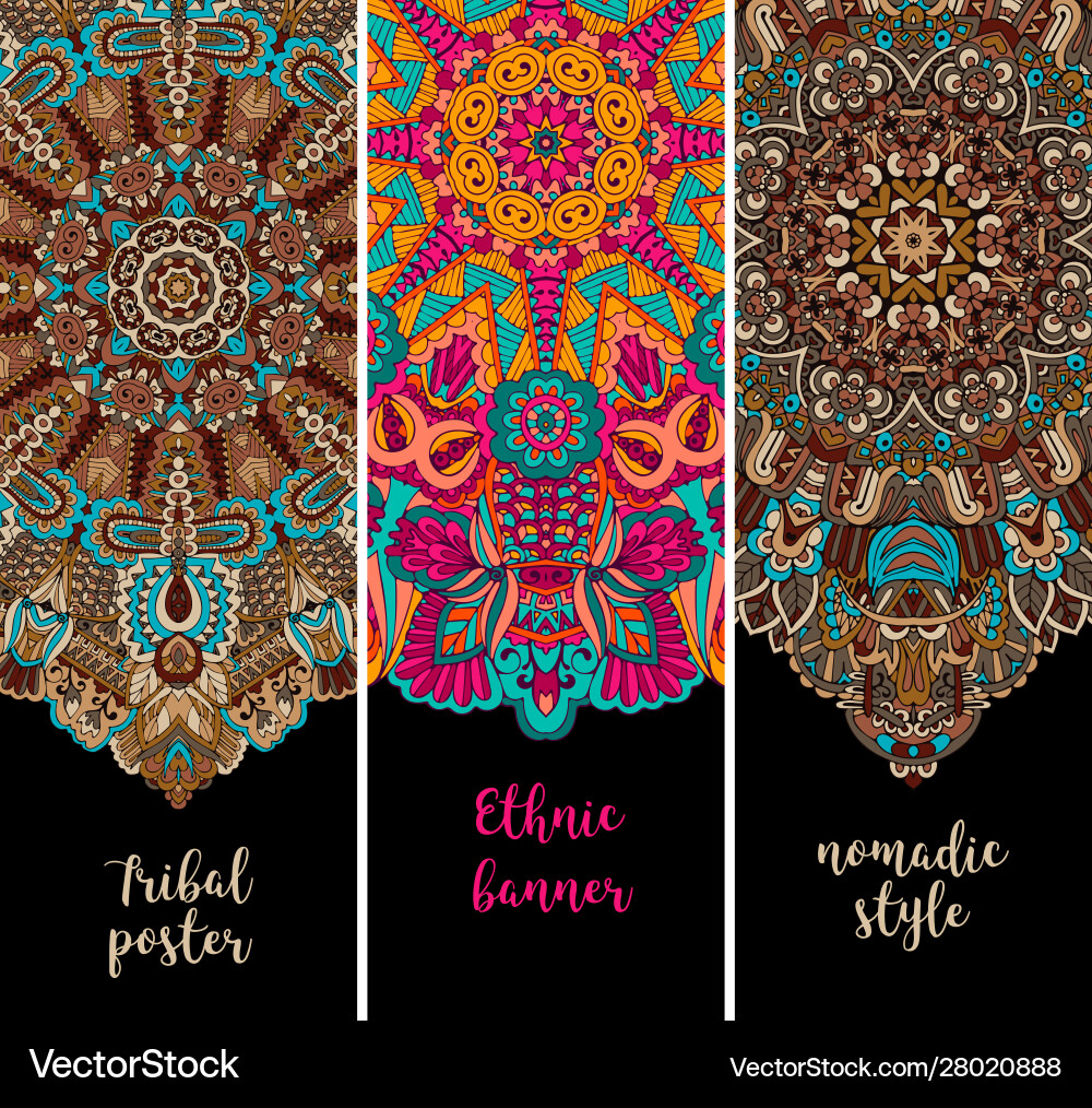 Abstract ethnic pattern cards set Royalty Free Vector Image