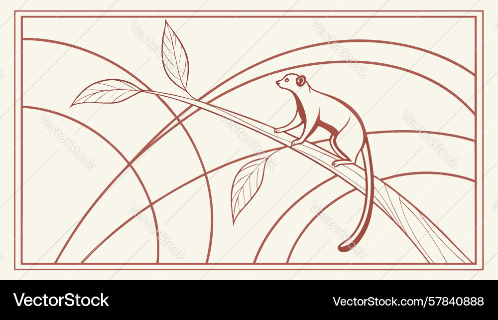 Bird on branch with abstract background art Vector Image