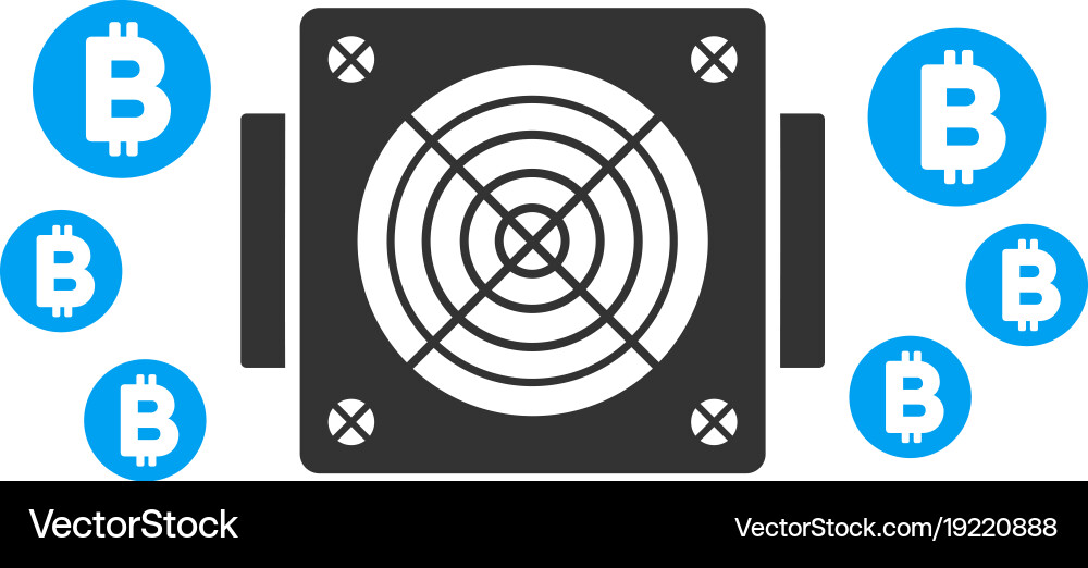 Bitcoin mining asic device flat icon vector image