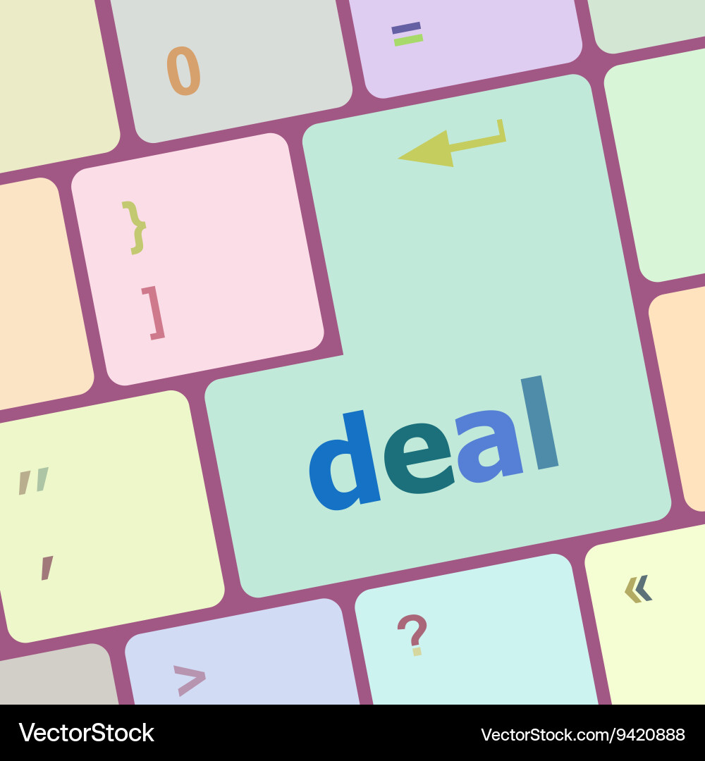Deal button on keyboard with soft focus vector image