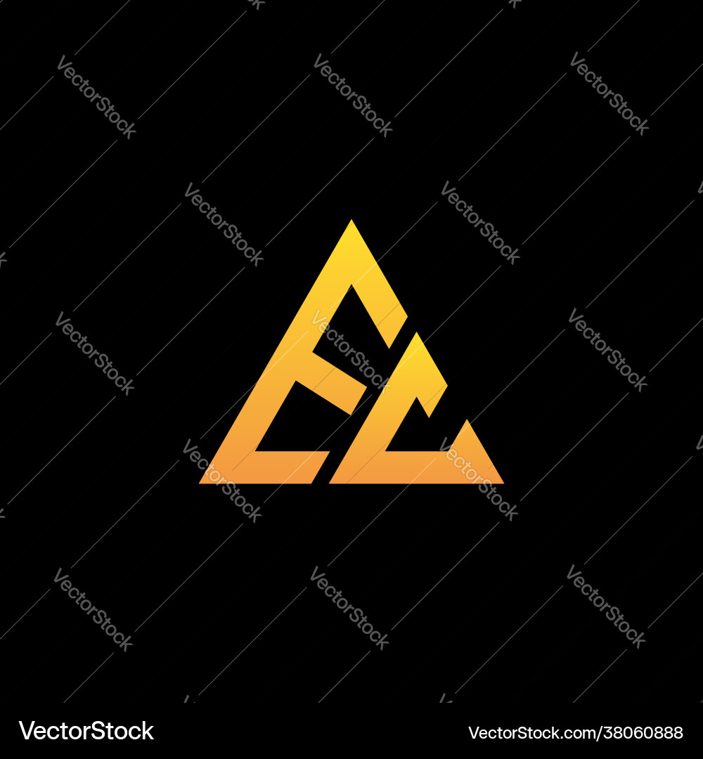 E c monogram initial logo with a yellow triangle E c monogram initial logo with a yellow triangle vector image