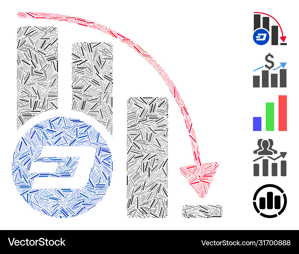 Hatch mosaic dashcoin falling acceleration chart Vector Image