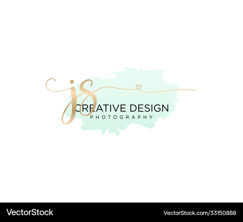 Initial js handwriting logo with brush template vector image