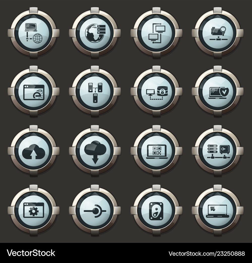 Internet server network icons set vector image