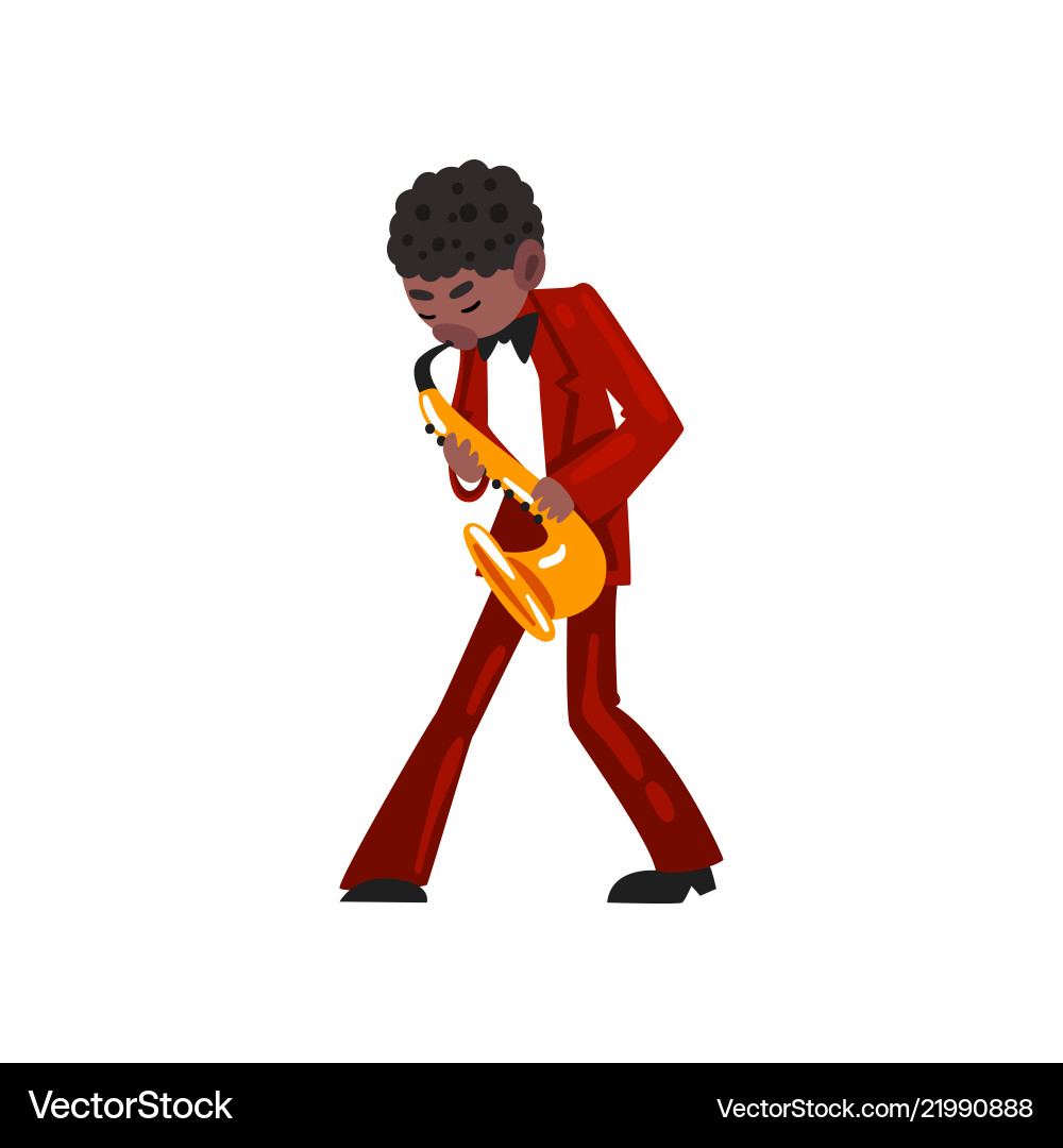 Male african american musician spielen saxophone Male african american musician spielen saxophone vektorbild