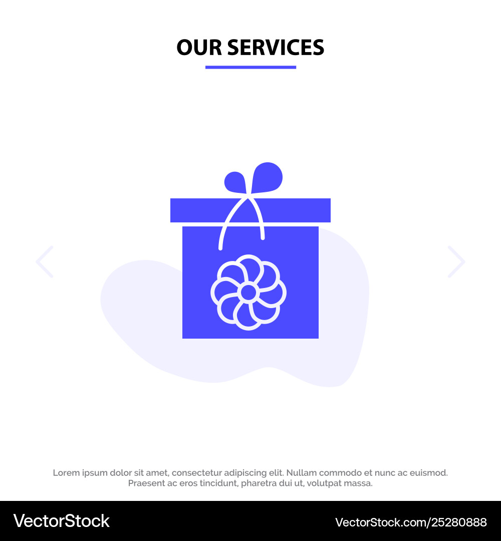 Our services gift box flower spring solid glyph Our services gift box flower spring solid glyph vector image