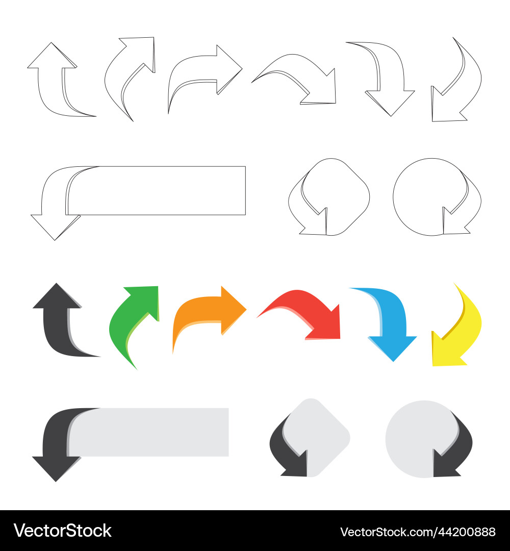 Outline arrows pointer set Vector Image