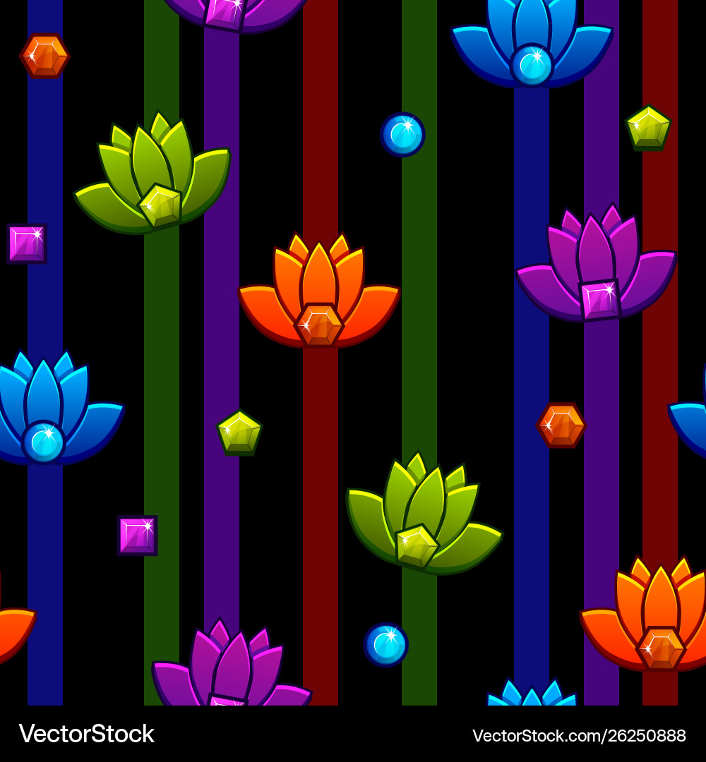 Seamless pattern lotus icons and text Seamless pattern lotus icons and text vector image