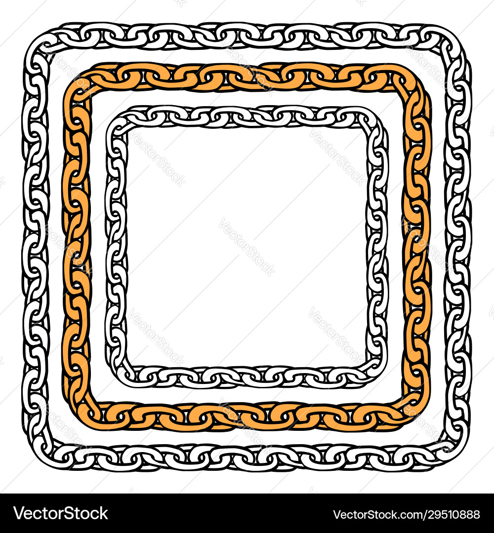 Set contour chains square shape the object Set contour chains square shape the object vector image