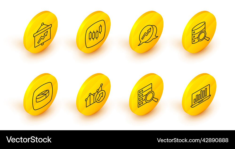 Set line laptop with graph chart server Set line laptop with graph chart server vector image