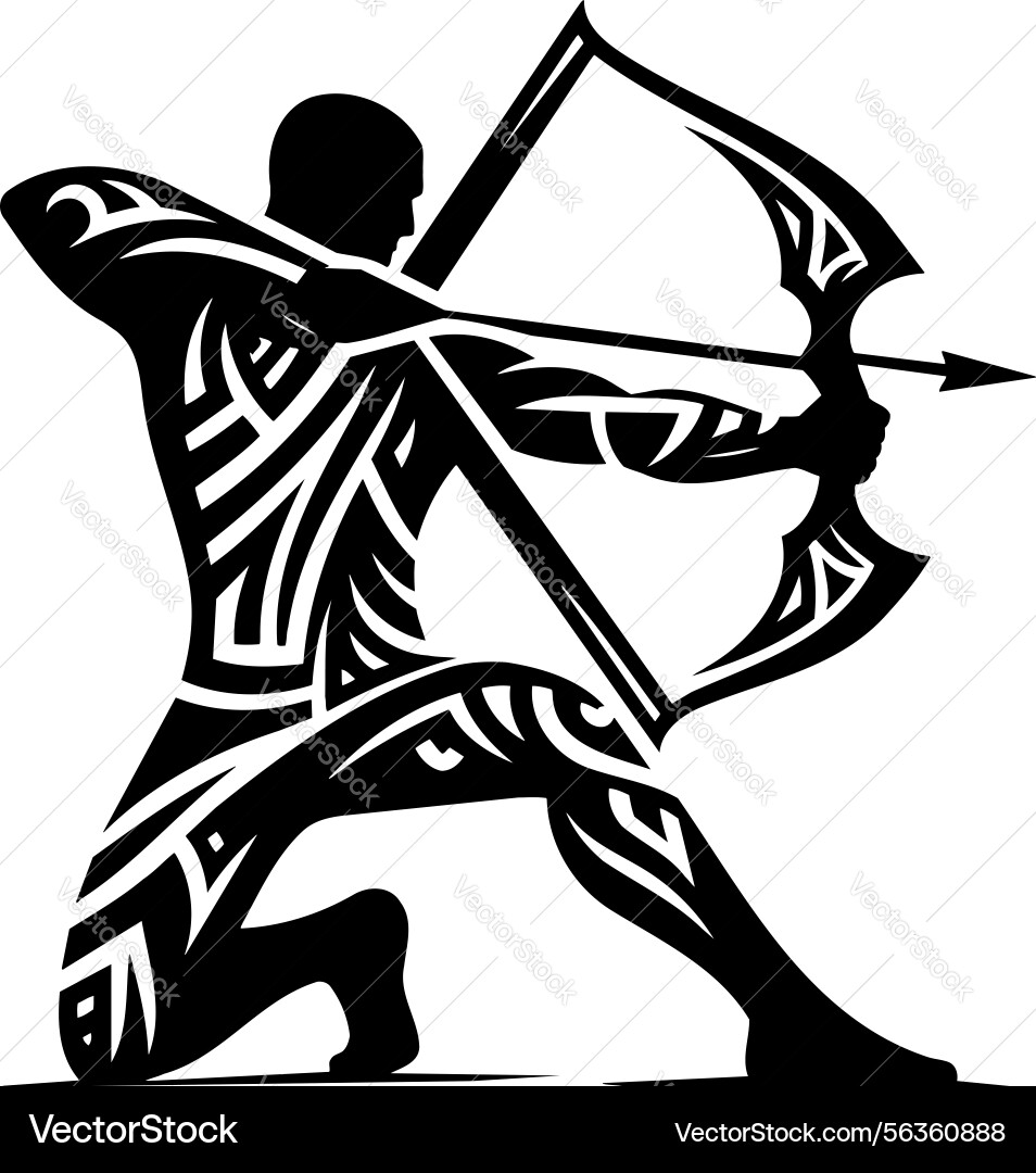 X-default hunter in dynamic pose drawing bow vector image