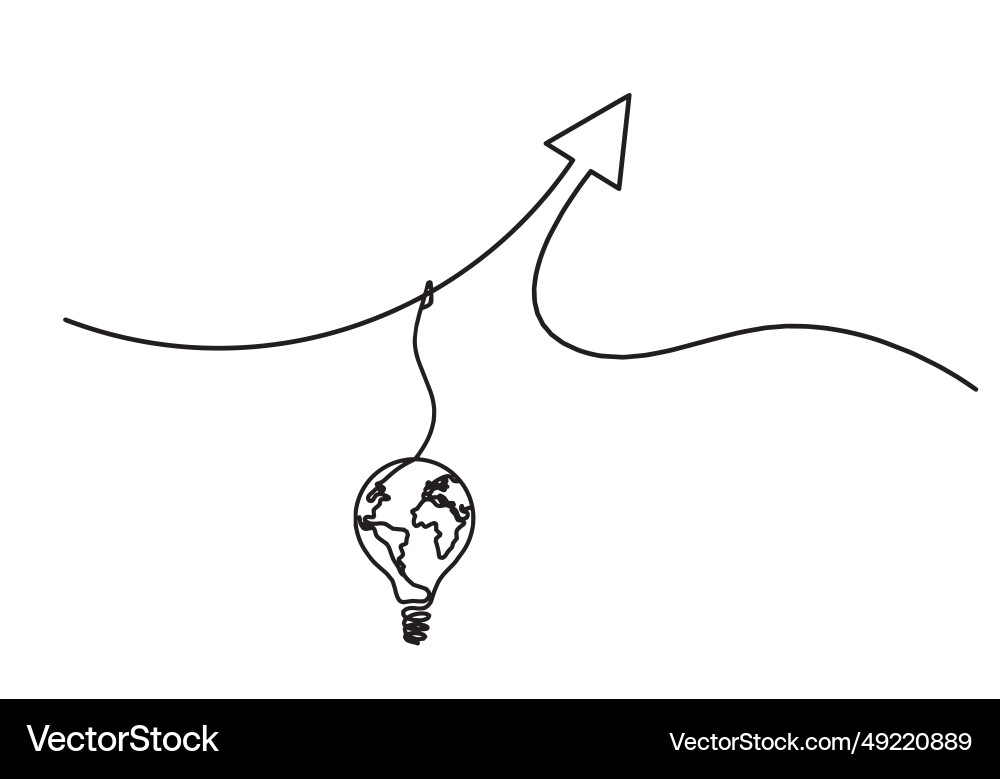 Abstract continuous lines arrows with light bulb Vector Image