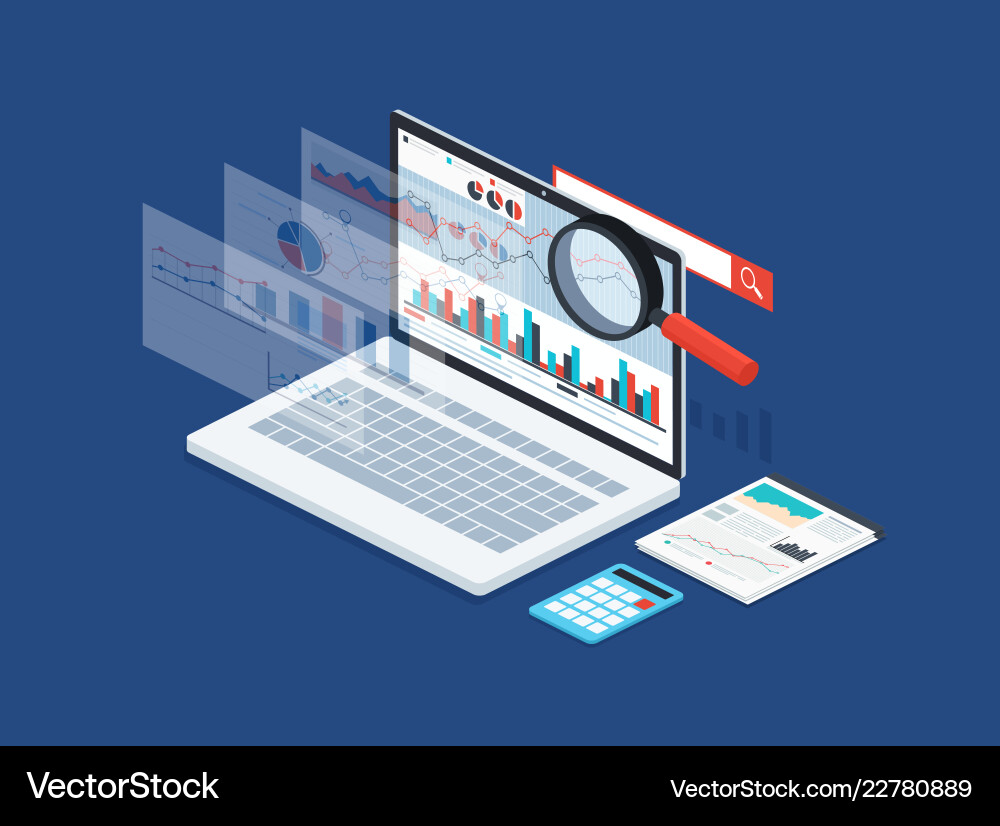 Analysis data and development statistic modern vector image