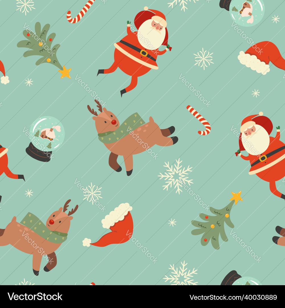 Christmas pattern with santa claus reindeer Christmas pattern with santa claus reindeer vector image