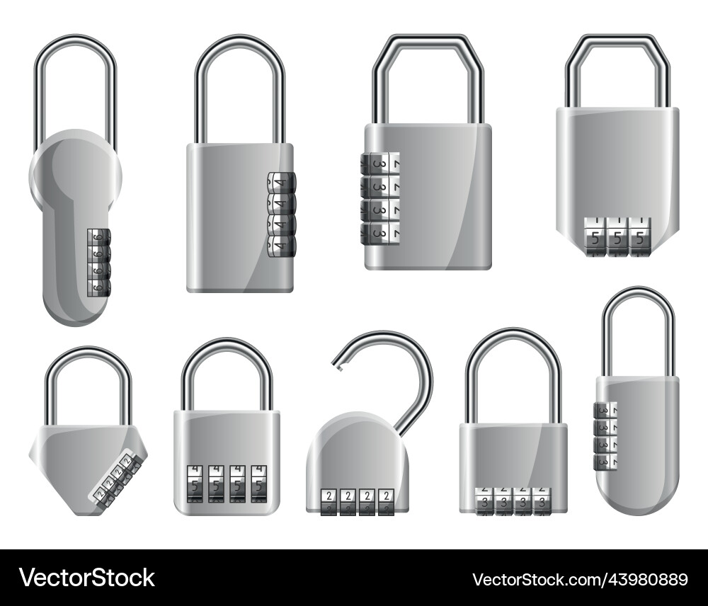 Code padlocks locks with combination password Code padlocks locks with combination password vector image