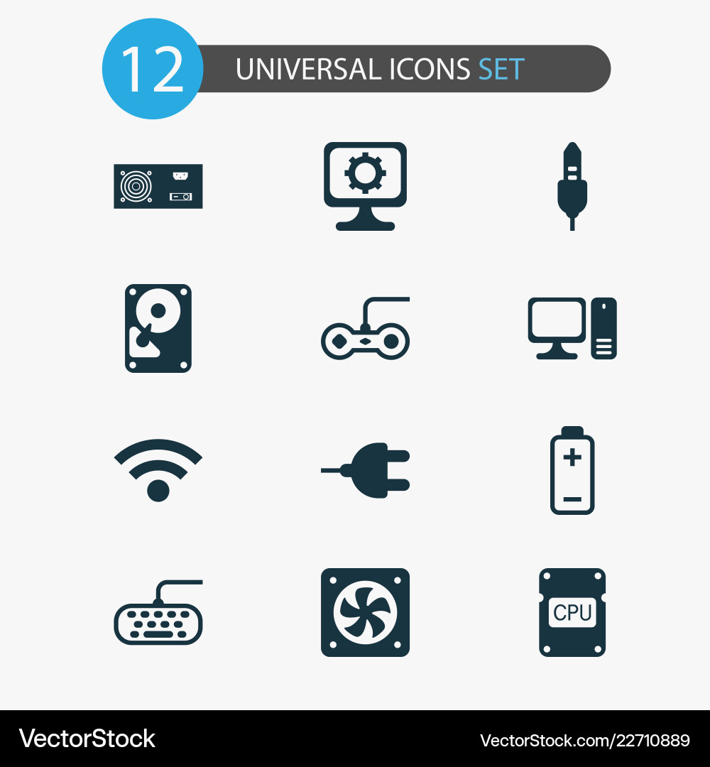 Computer icons set with central processor unit Computer icons set with central processor unit vector image