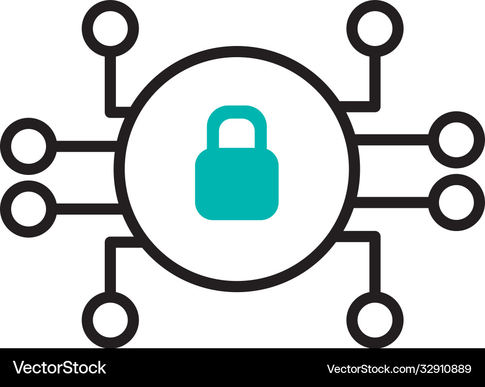 Computing code with padlock icon half line vector image