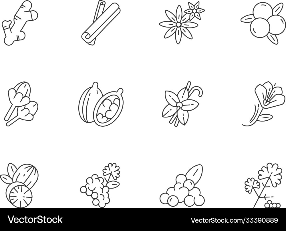 Gewürz Icon Set - Linear Style Vektorbild