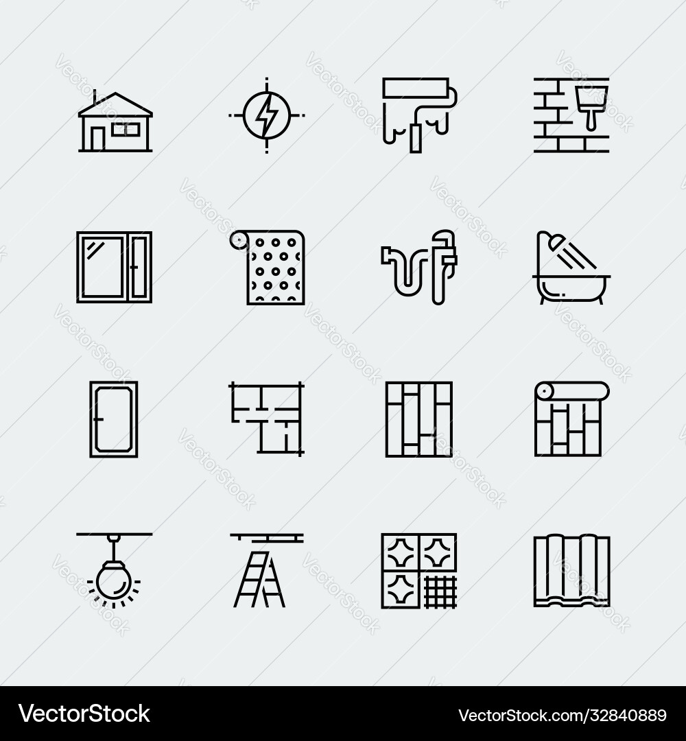 Home Repair & Renovation Icons Vector Image