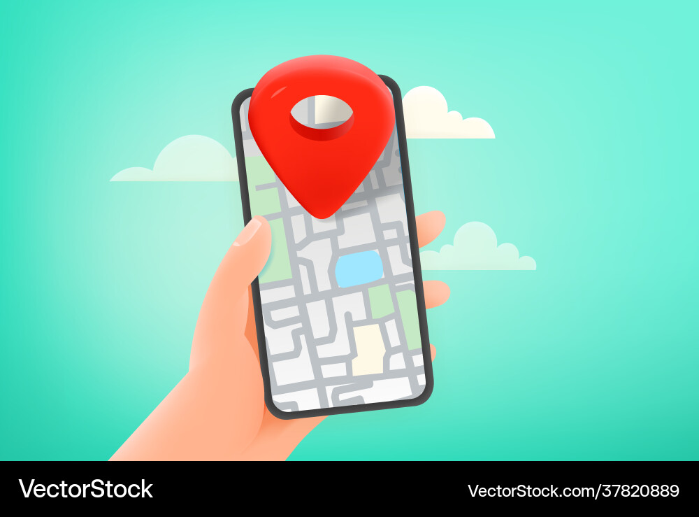 Man using navigation on modern smartphone Man using navigation on modern smartphone vector image