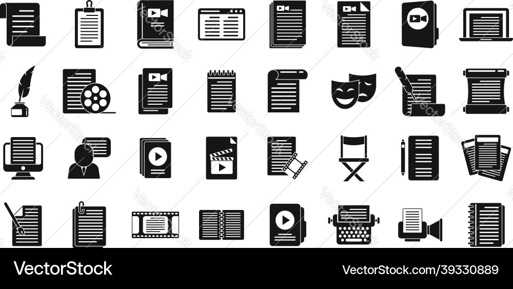 Scenario icons set simple event Scenario icons set simple event vector image