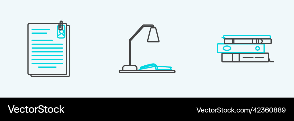 Set line office folders with papers and documents Set line office folders with papers and documents vector image