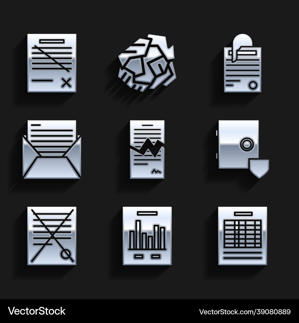 Set torn contract document with graph chart Set torn contract document with graph chart vector image