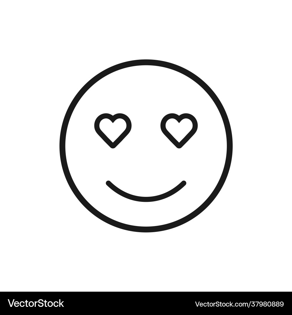Smiling face with heart-eyes emoji line icon Smiling face with heart-eyes emoji line icon vector image