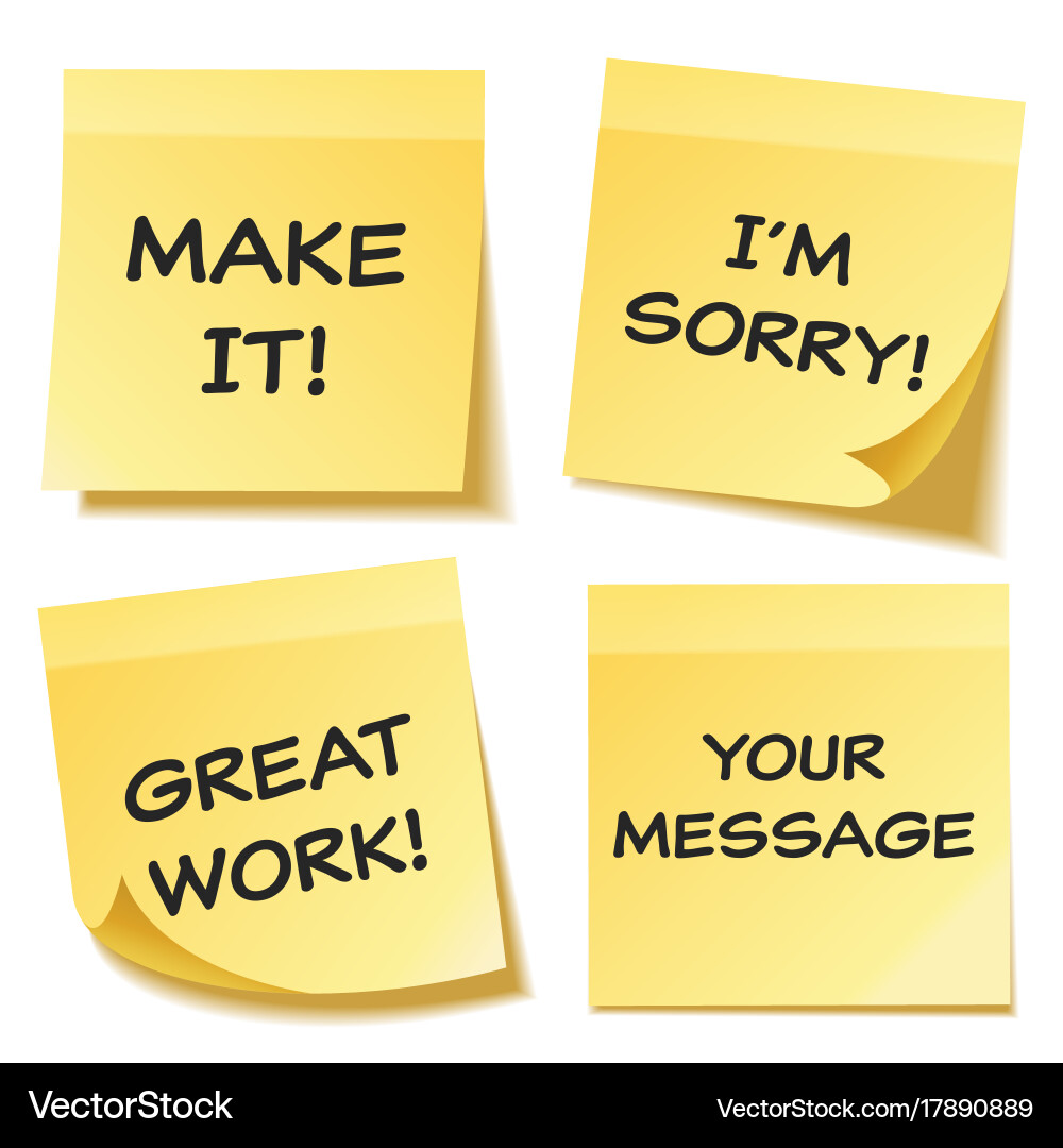 Sticky note with text and shadow isolated vector image
