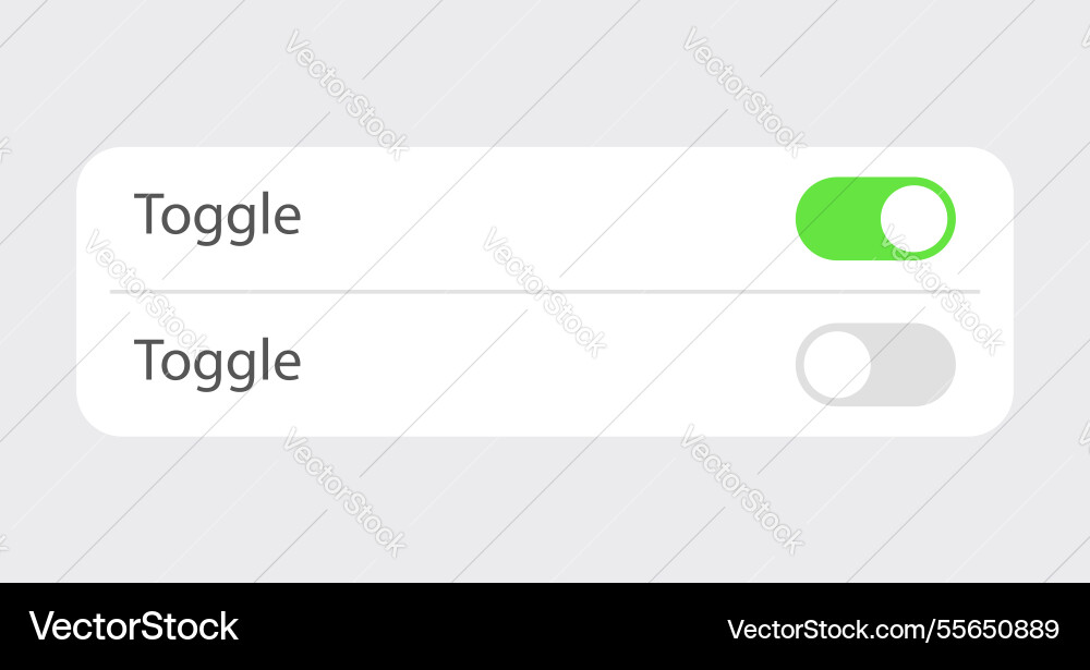 Toggle on off button mobile phone user interface Vector Image