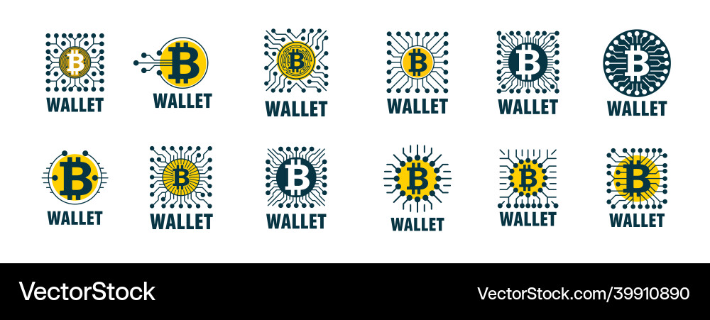 Abstract bitcoin wallet in the form of microchip Vector Image