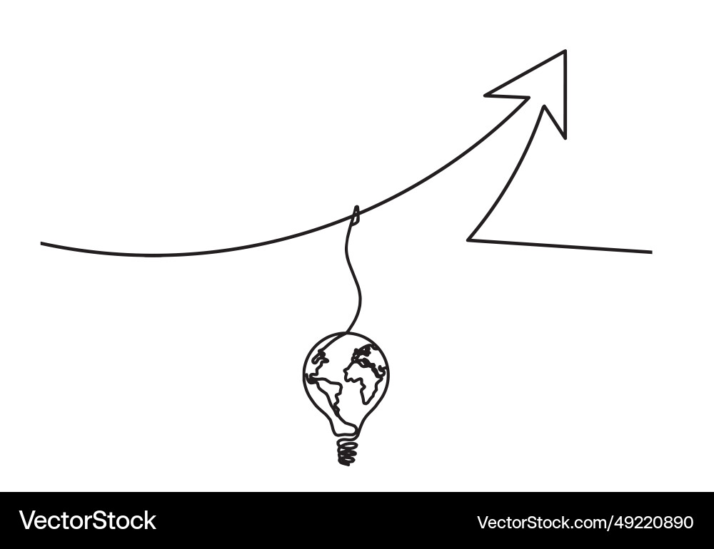 Abstract continuous lines arrows with light bulb vector image
