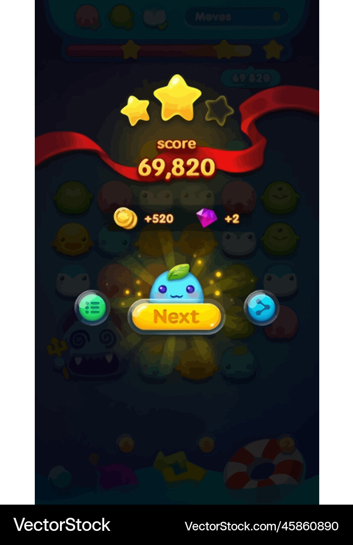 Complete set of level button game ui pop-up icon vector image