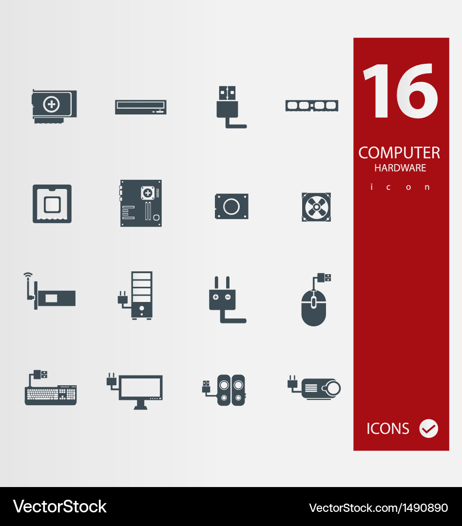 Computer Hardware Icon Set vector image