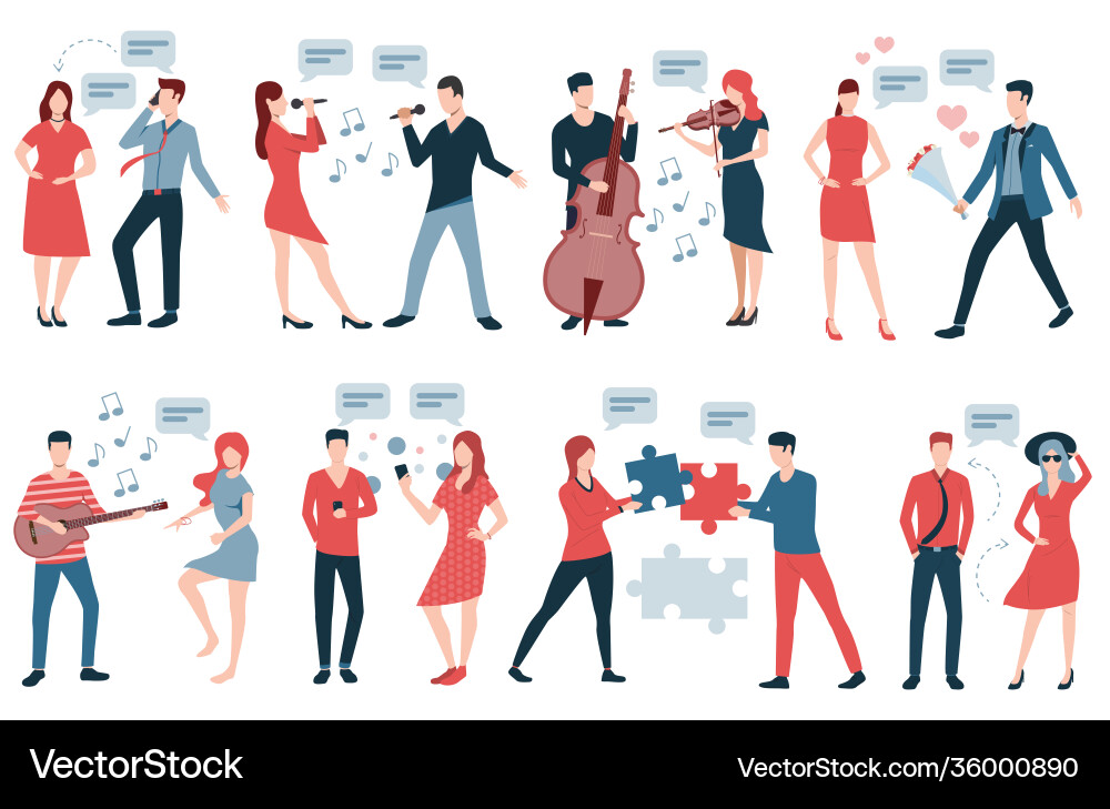 Couple set with different poses and types vector image