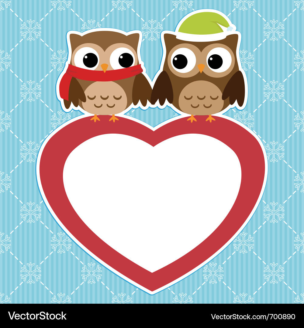 Cute Owl Valentine Card Vector Image