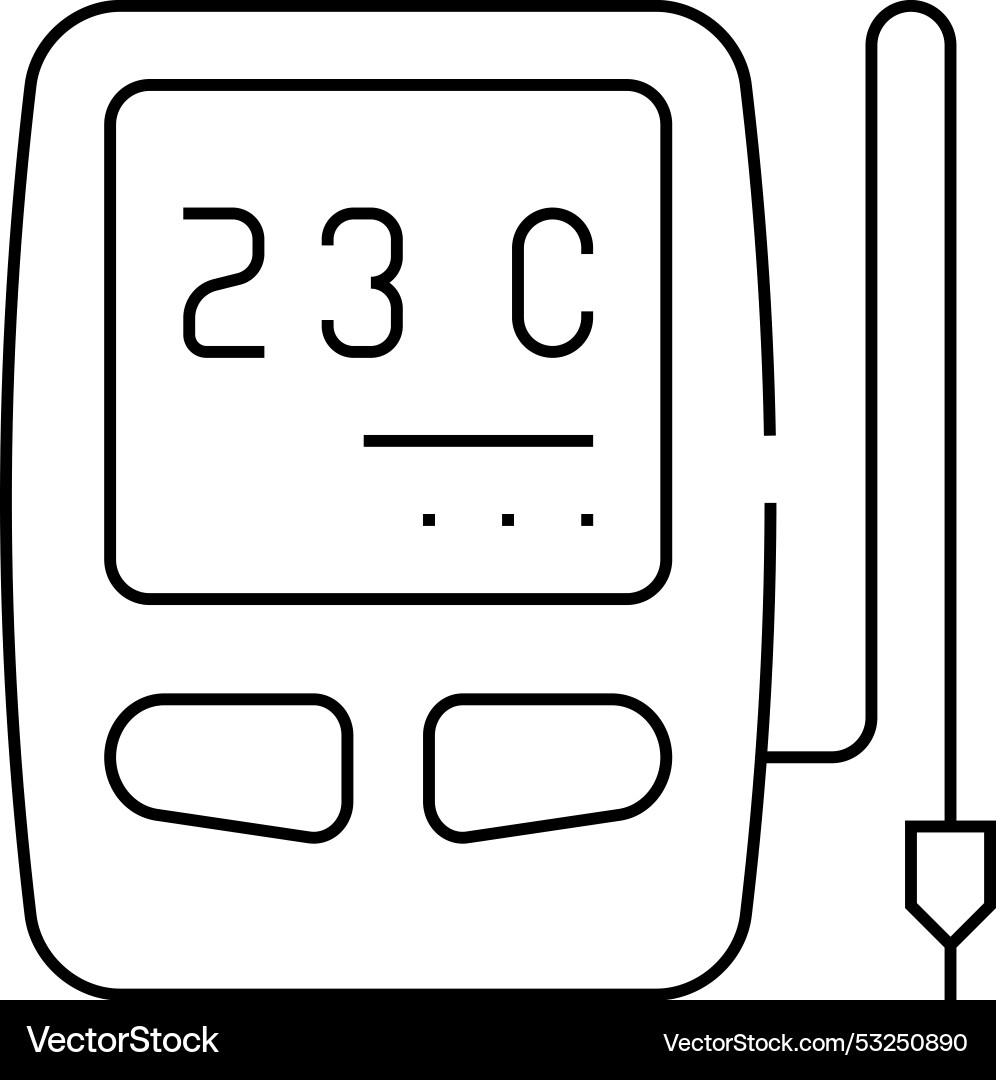 Digital thermometer with sensor line icon Vector Image